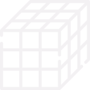 Outline icon of a 3x3 grid cube, similar to a Rubik's Cube, shown in three-quarter perspective.