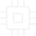 Minimalist outline icon of a computer processor (CPU).